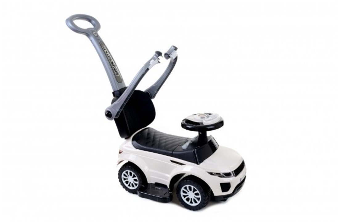 Loopwagen met duwstang - wit- met uitvalbeveiliging