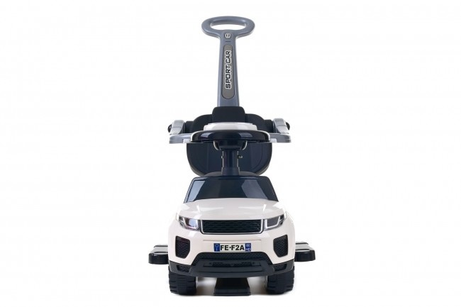 Loopauto met duwstang - wit- met uitvalbeveiliging