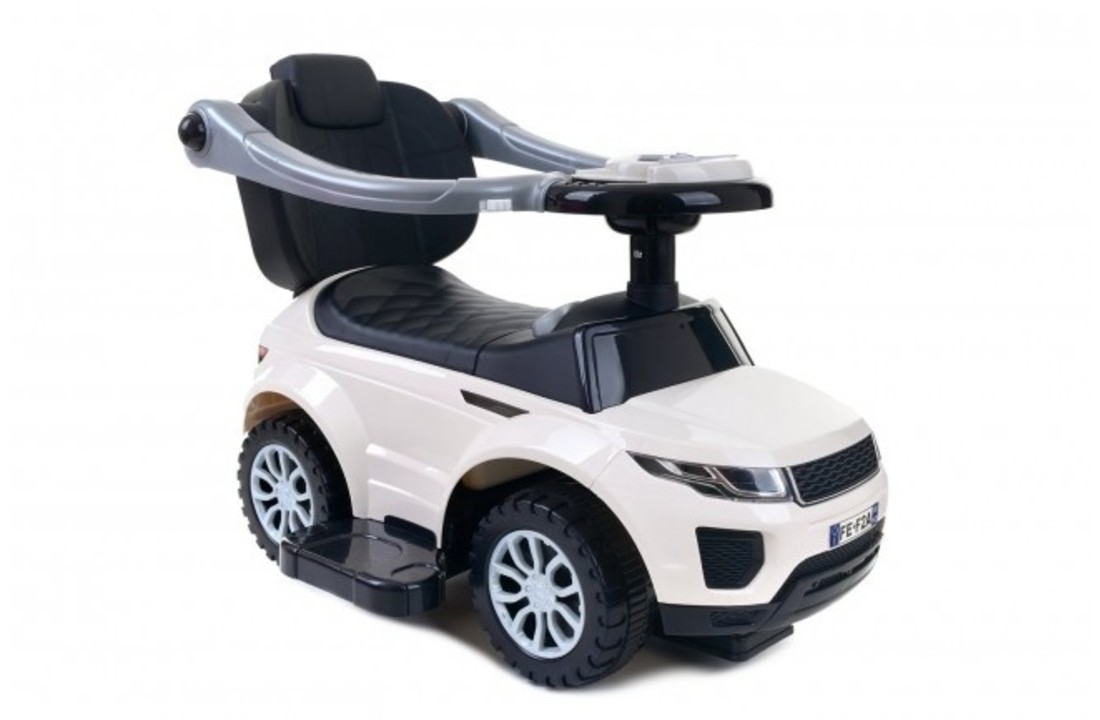 Loopwagen met duwstang - wit- met uitvalbeveiliging