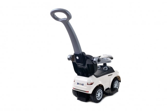 Loopauto met duwstang - wit- met uitvalbeveiliging