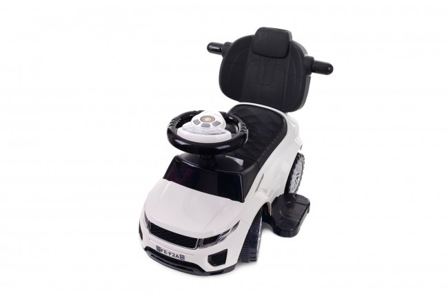 Loopauto met duwstang - wit- met uitvalbeveiliging