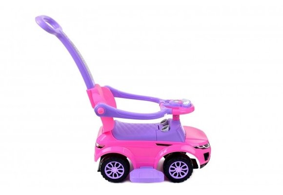 Loopauto met duwstang - roze - met uitvalbeveiliging