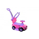 Loopauto met duwstang - roze - met uitvalbeveiliging