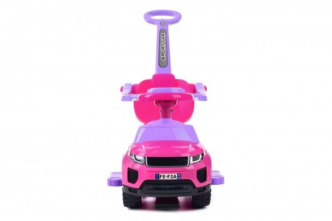 Loopauto met duwstang - roze - met uitvalbeveiliging