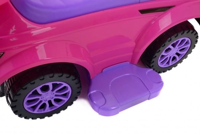 Loopauto met duwstang - roze - met uitvalbeveiliging