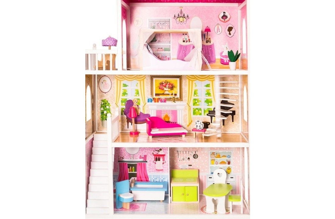 Nog steeds God Waakzaam Houten poppenhuis geschikt voor Barbie's - 3 verdiepingen met tuin -  Vikingchoice.nl