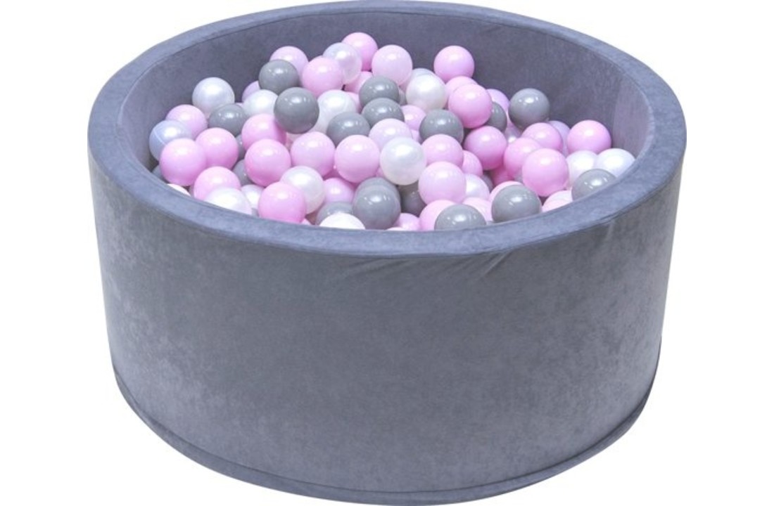 Ballenbak - stevige ballenbad -90 x 40 cm - 200 ballen Ø 7 cm - roze, wit, grijs