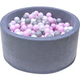 Ballenbak - stevige ballenbad -90 x 40 cm - 200 ballen Ø 7 cm - roze, wit, grijs