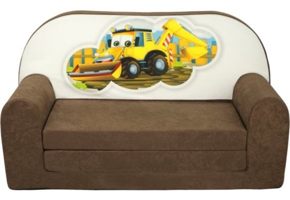 Kinder slaapbank - sofa - bruin - logeermatras - 85 x 60 - graafmachine