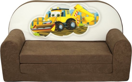 Kinder slaapbank - sofa - bruin - logeermatras - 85 x 60 - graafmachine