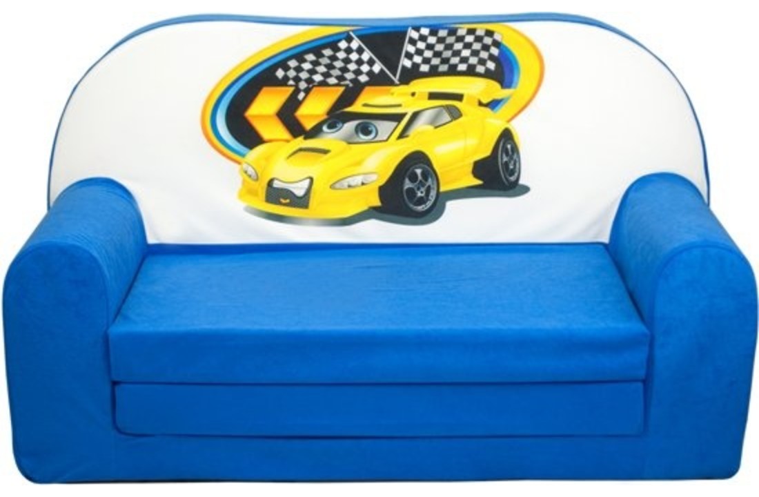 Kinder slaapbank - sofa - blauw - logeermatras - 85 x 60 - cars