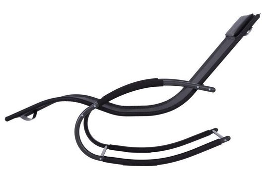 Schommelstoel ligstoel tuin - ademende stof - zwart