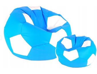 Loungestoel - zitzak - ecoleer - voetbal - blauw/wit