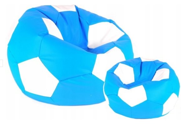 Loungestoel - zitzak - ecoleer - voetbal - blauw/wit