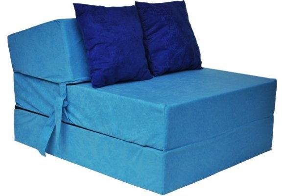 Luxe logeermatras - blauw - camping matras - reismatras - opvouwbaar matras - 200 x 70 x 15 - met donker blauwe kussens