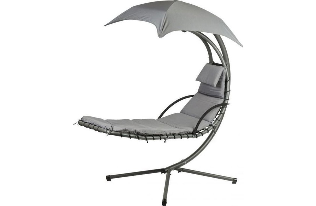 Hangende ligstoel tuin - met parasol - grijs