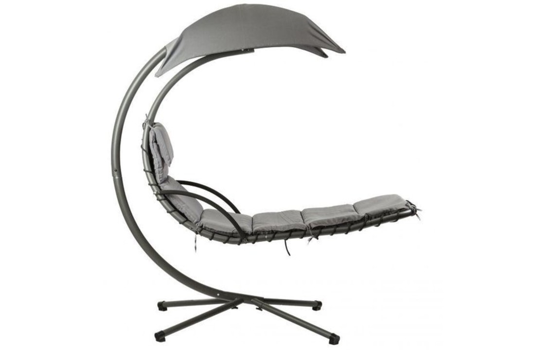 Hangende ligstoel tuin - met parasol - grijs