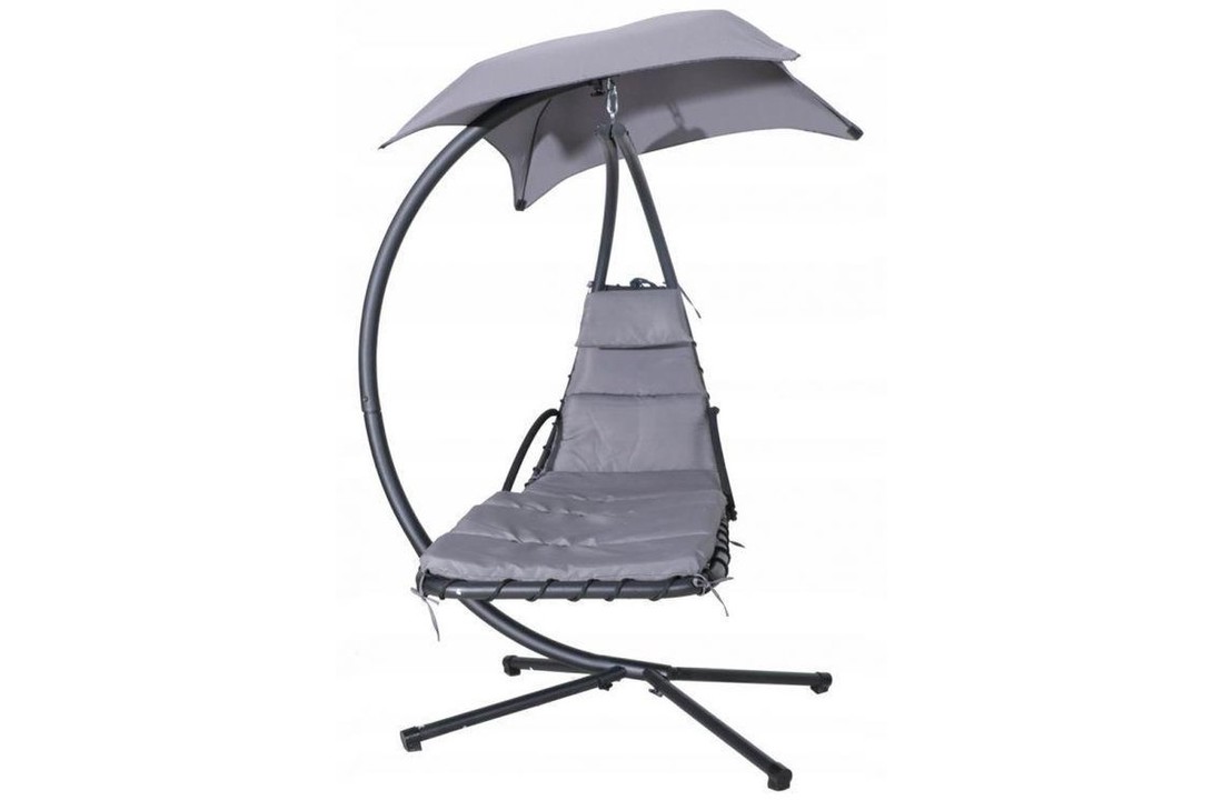 Hangende ligstoel tuin - met parasol - grijs