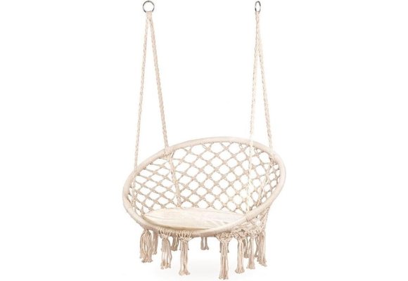 Hangstoel met kussen - schommelmand - wit