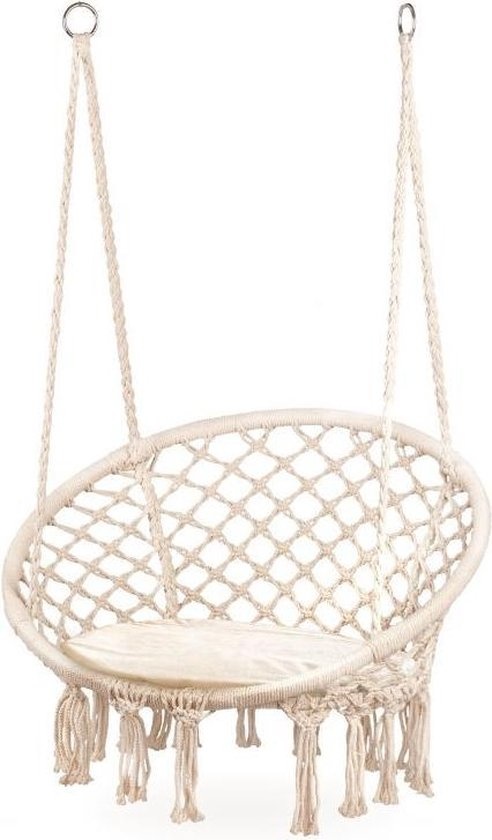 Hangstoel met kussen - schommelmand - wit
