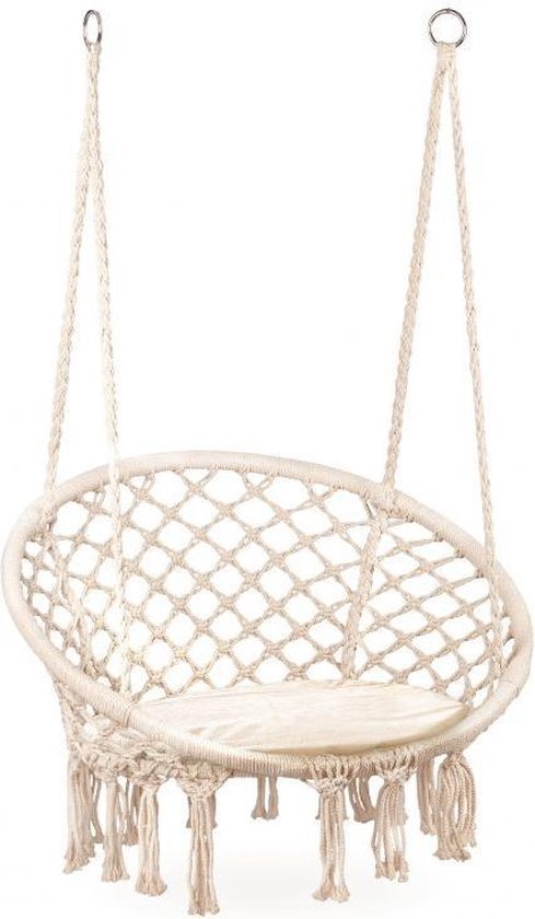 Hangstoel met kussen - schommelmand - wit
