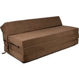 Opvouwbaar matras met hoofdkussen - Wasbare hoes - 200cm x 120cm x 10cm - Lichtbruin