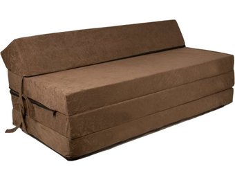 Opvouwbaar matras met hoofdkussen - Wasbare hoes - 200cm x 120cm x 10cm - Lichtbruin