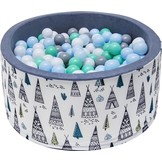 Ballenbak - stevige ballenbad -90 x 40 cm - 200 ballen Ø 7 cm - blauw, wit, grijs en groen