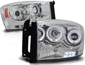 Koplampen dual halo rims DODGE RAM 06-08 ANGEL EYES CHROOM
