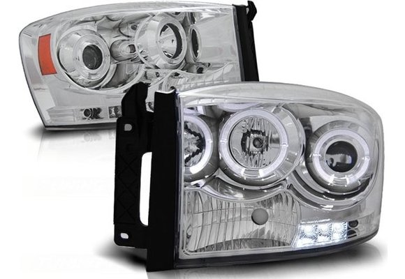 Koplampen dual halo rims DODGE RAM 06-08 ANGEL EYES CHROOM