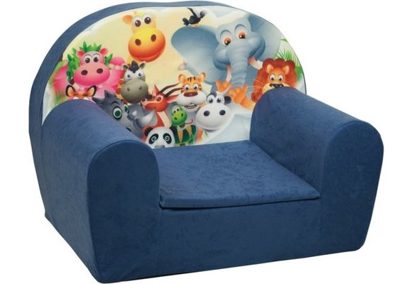 Luxe kinderstoel - kinderfauteuil - sofa - 60 x 45 - donker blauw - Madagaskar