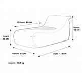 Luxe relax poef - blauw - wasbare polyester hoes