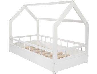 Houten kinderbed - wit - 160x80 cm - met barrière