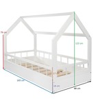 Houten kinderbed - wit - 160x80 cm - met barrière