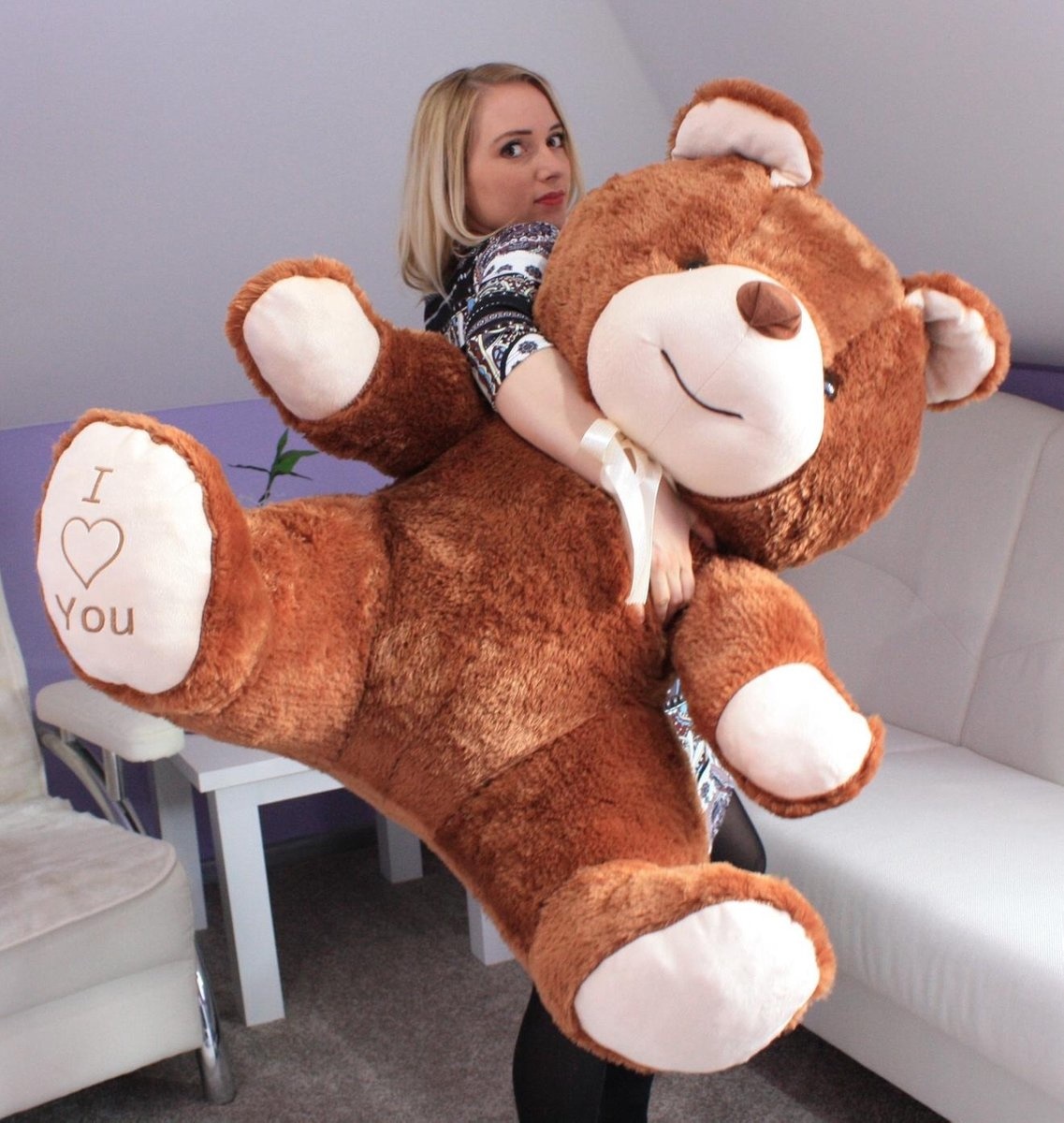 Grote knuffelbeer - I love you - Zacht - Bruin