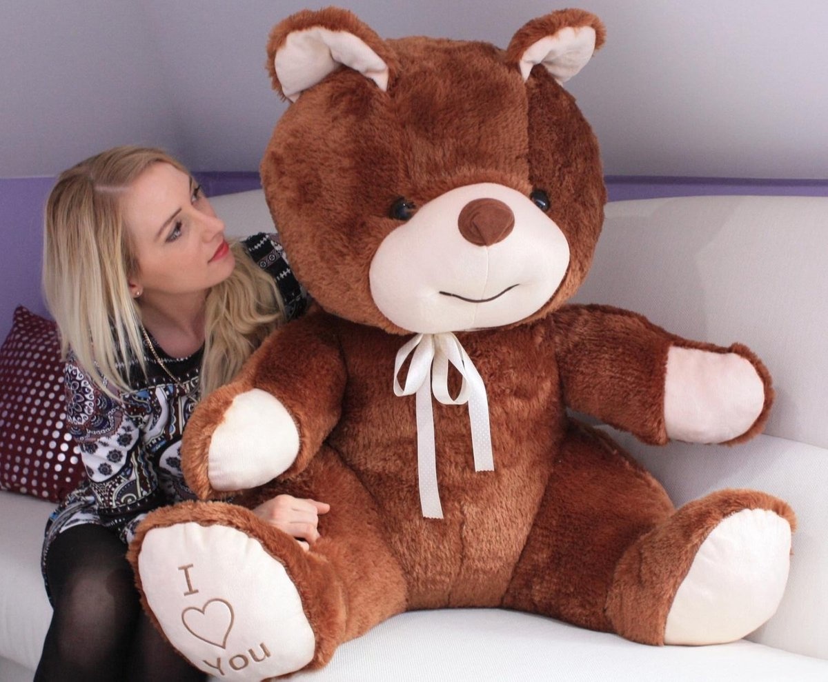 Grote knuffelbeer - I love you - Zacht - Bruin