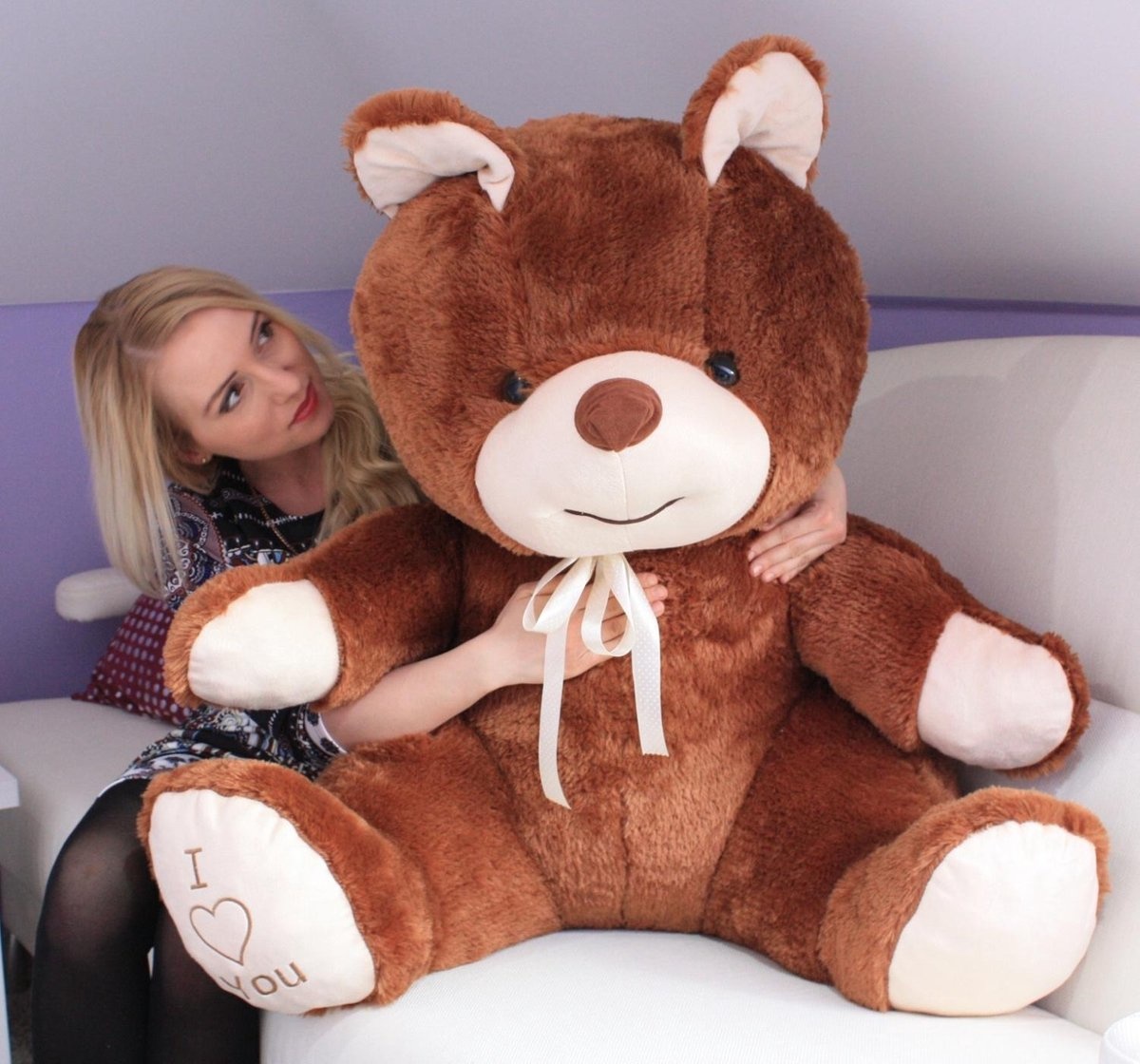 Grote knuffelbeer - I love you - Zacht - Bruin