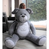 Grote knuffelbeer - I love you - Zacht - Grijs