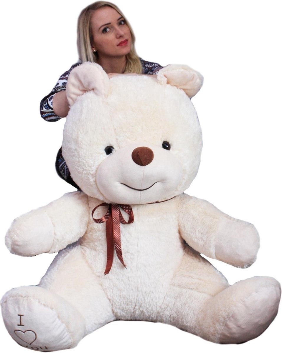 Grote knuffelbeer - I love you - Zacht - Crème