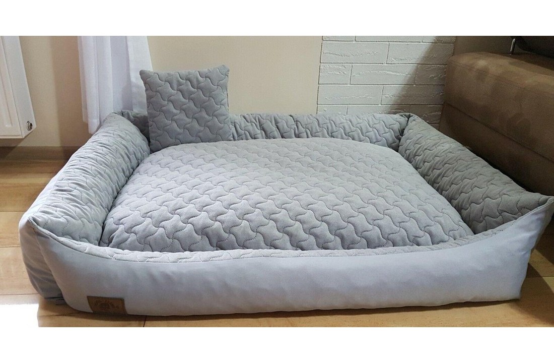 Hondenmand grijs met kussen 120x90 cm - wasbaar hondenkussen - waterdicht hondenbed