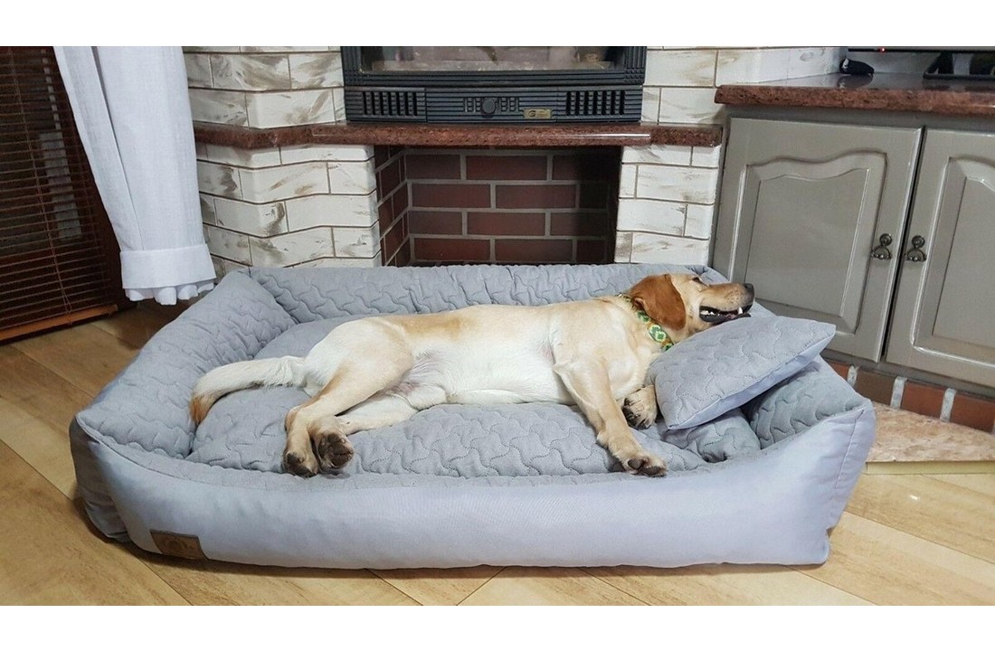 Hondenmand grijs met kussen 120x90 cm - wasbaar hondenkussen - waterdicht hondenbed