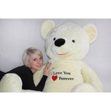 Knuffelbeer XXL wit  - geborduurd I Love You - 170 cm