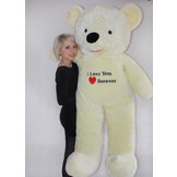 Knuffelbeer XXL wit  - geborduurd I Love You - 170 cm