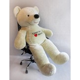 Knuffelbeer XXL wit  - geborduurd I Love You - 170 cm