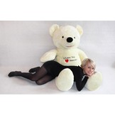 Knuffelbeer XXL wit  - geborduurd I Love You - 170 cm