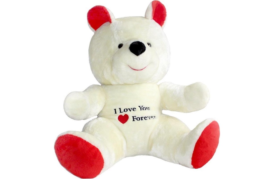 Grote knuffelbeer wit rood I love you 120 cm I Love You