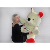 Grote knuffelbeer wit rood I love you 120 cm I Love You