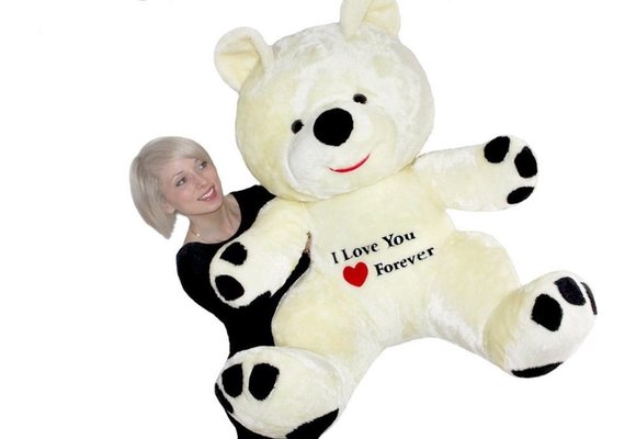 Grote knuffelbeer wit rood I love you 120 cm I Love You