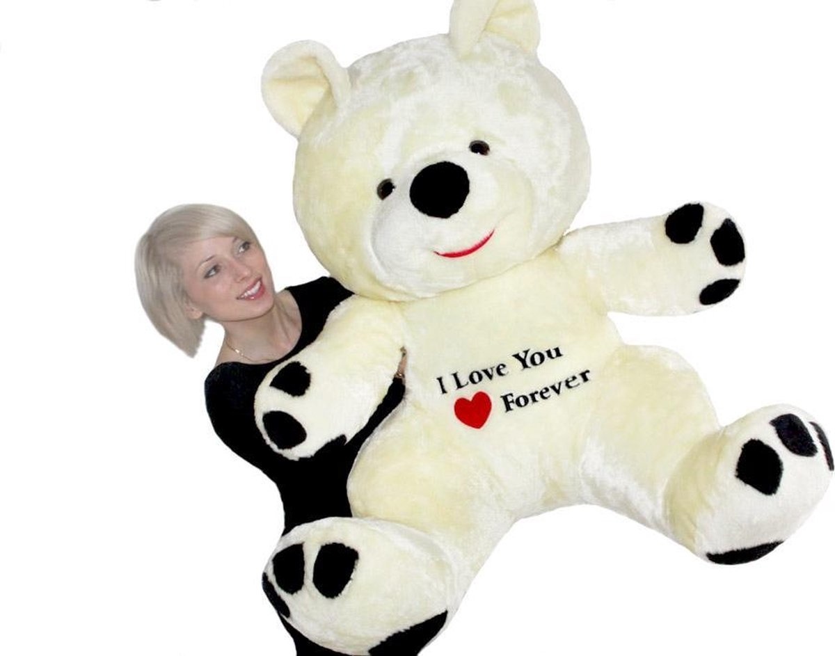 Grote knuffelbeer wit rood I love you 120 cm I Love You