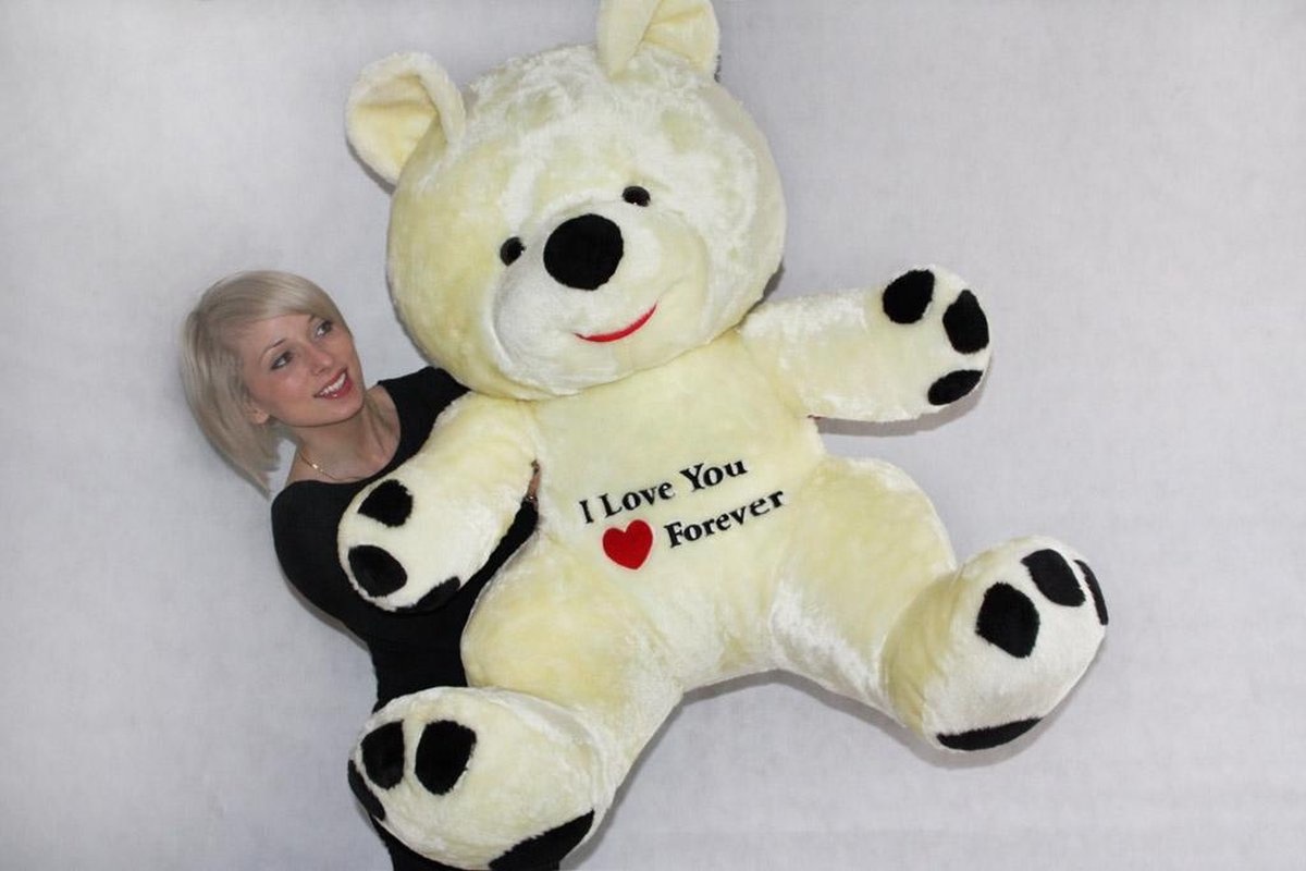 Grote knuffelbeer wit rood I love you 120 cm I Love You